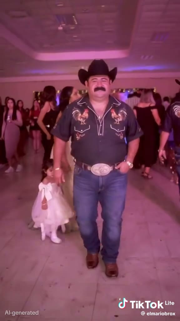 Ella como ninguna dime dime baby: AI cowboy pointing at the camera in the BbY WOW trend